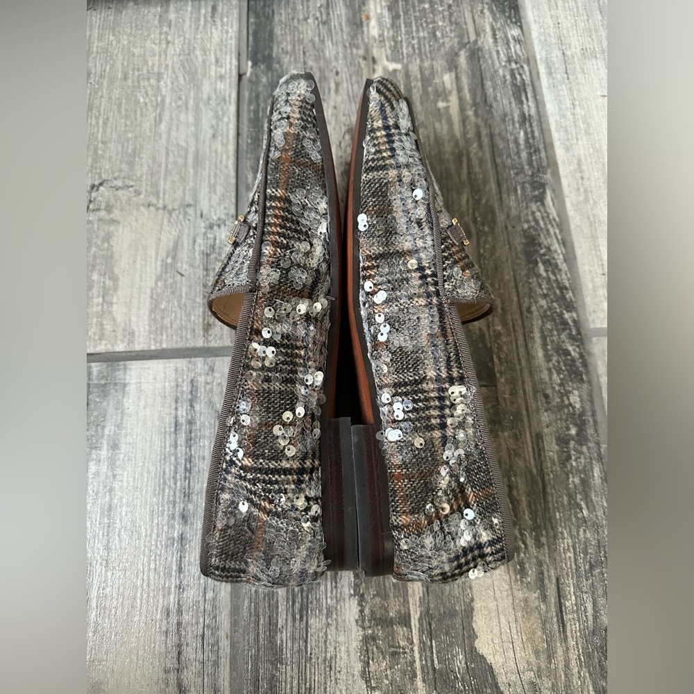 Sam Edelman Loraine Sequin Plaid Preppy Academia Loafers wi Gold Accent, Sz 9M - Picture 8 of 14